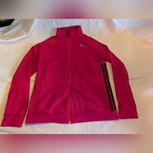 2/30$ Adidas Fuchsia Jacket with Black Stripes